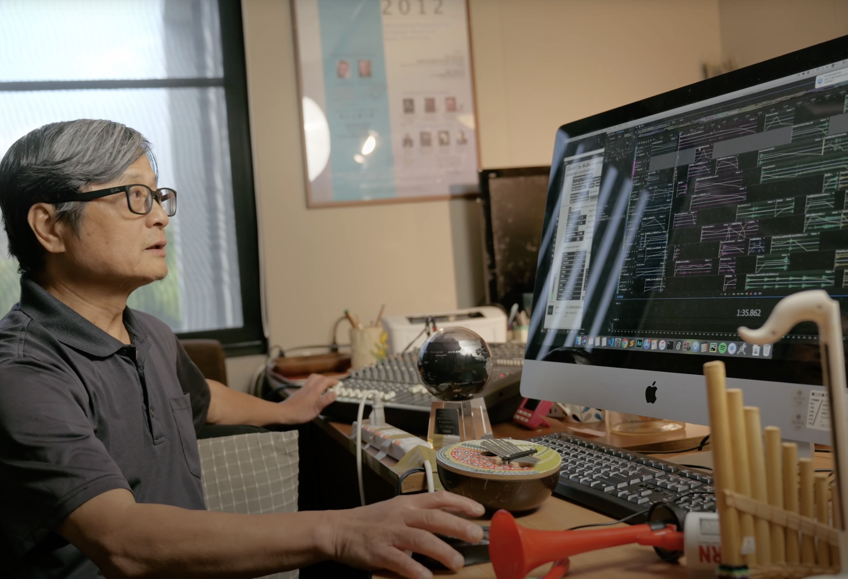 曾毓忠教授運用大量的電腦DSP數位音訊技術