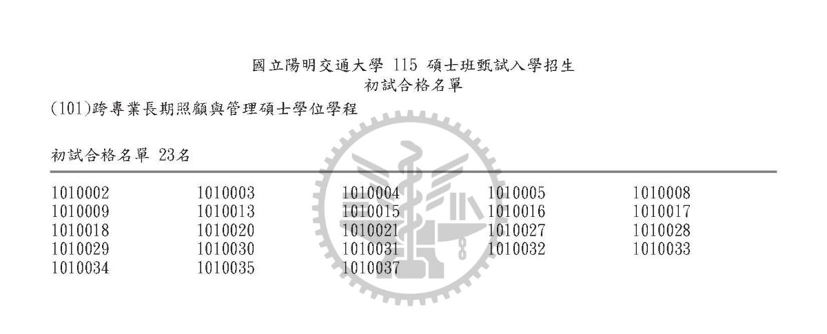 初試合格名單