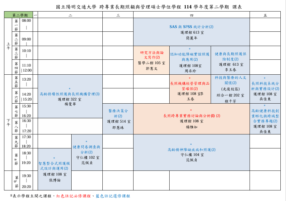 114學年度第二學期 課表