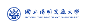 藍色校徽中英文書法體校名橫_式組合
