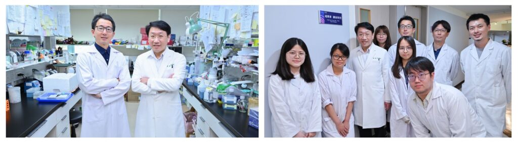 Pictured on the left are Dr. Yang Muhua and postdoctoral researcher Zhong Zhihong, the first author of the study. The picture on the right shows Dr. Yang Muhua taking a photo with students.