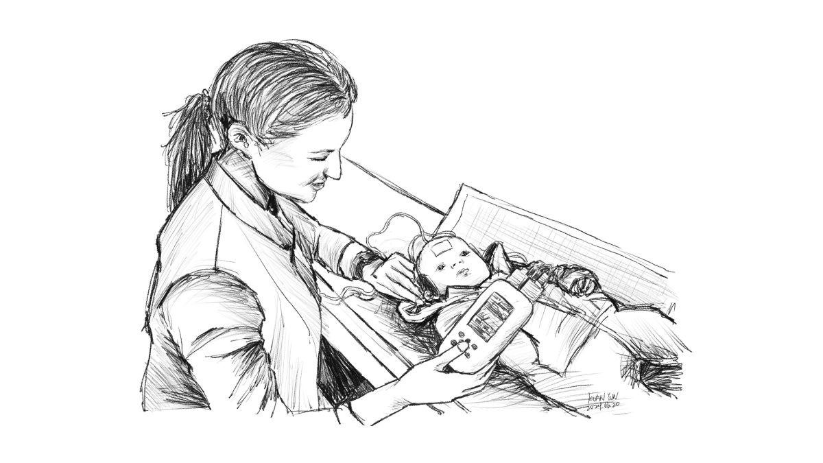 Using Automated Auditory Brainstem Response (aABR) for Newborn Hearing Screening (Image credit: Kuan-Yun Chen)