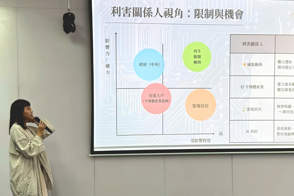 Students from the Institute of Social Research and Cultural Studies, Institute of Communication Studies, and Institute of Teaching English to Speakers of Other Languages present their proposal, “Communication Design for Green Energy Coexistence,” addressing energy issues from a humanistic perspective.