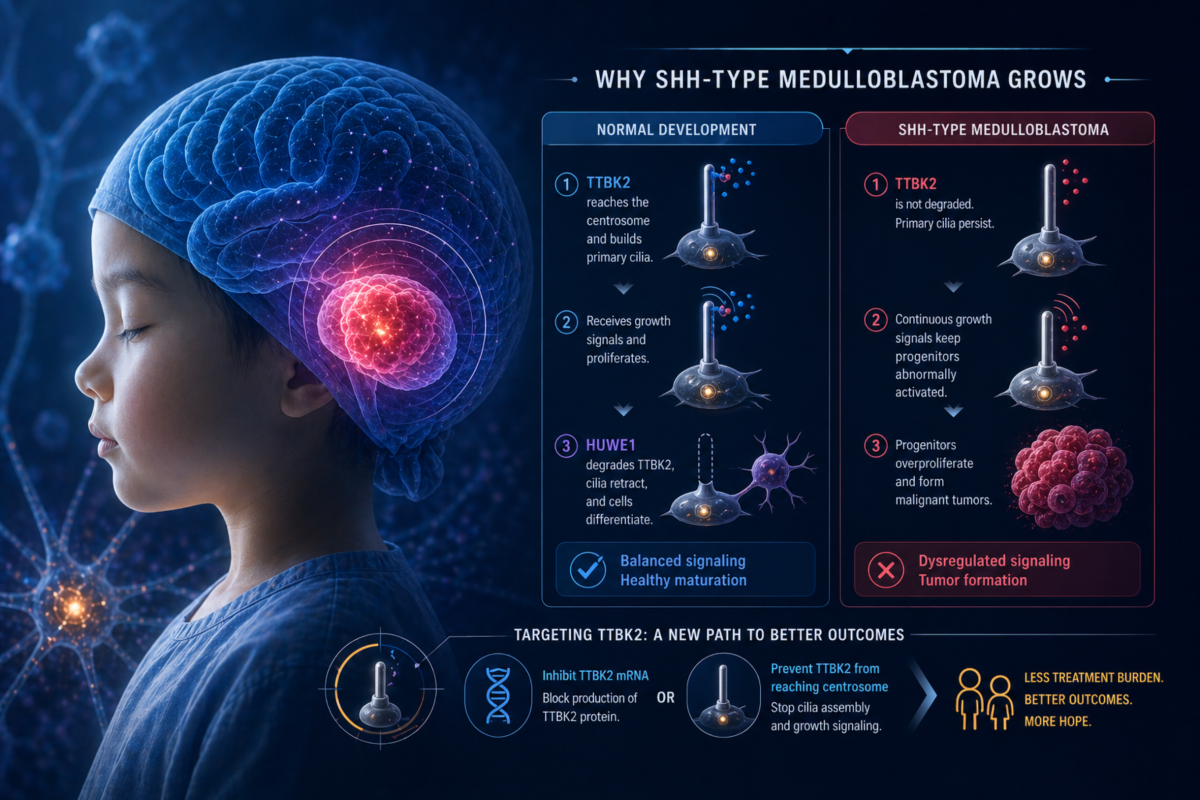 Researchers from NYCU, Academia Sinica, and France’s Institut Curie identify the TTBK2/HUWE1 regulatory pathway. This breakthrough, published in Cell Death & Differentiation, offers a new roadmap for treating pediatric brain cancer with significantly fewer side effects.