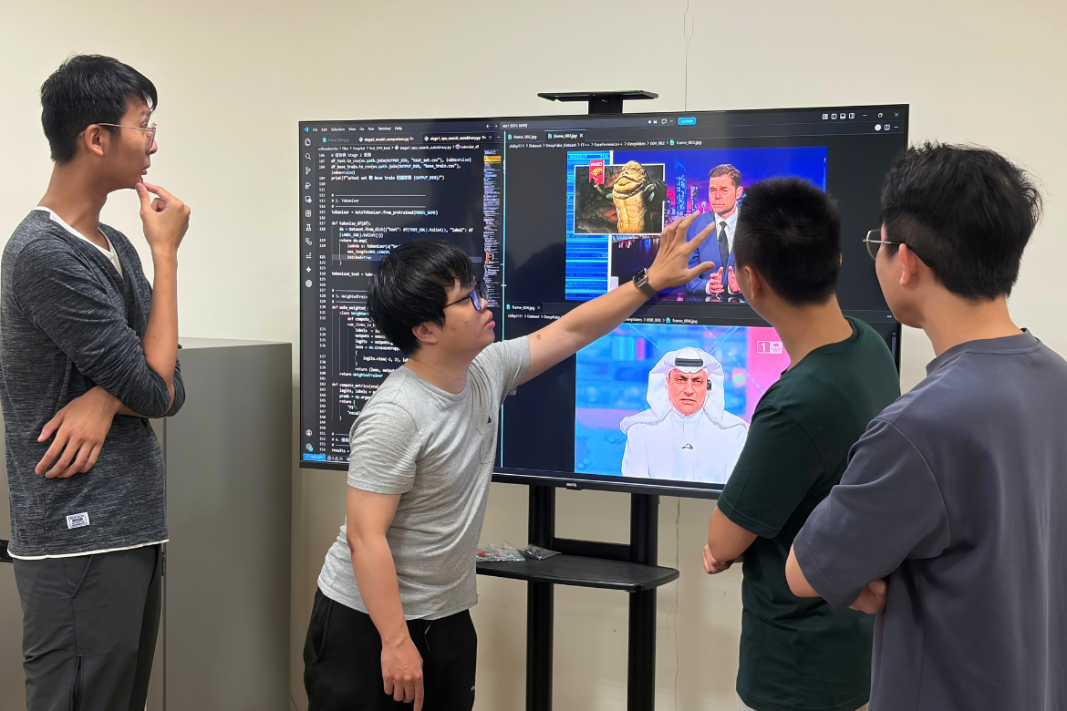 Researchers from NYCU’s ACVLab demonstrate their deepfake detection system.