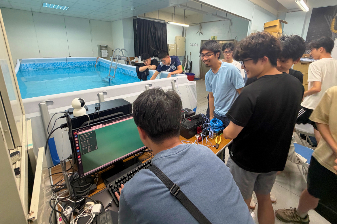 The ORCA AUV Team conducts system integration and autonomous navigation tests in the laboratory’s underwater.