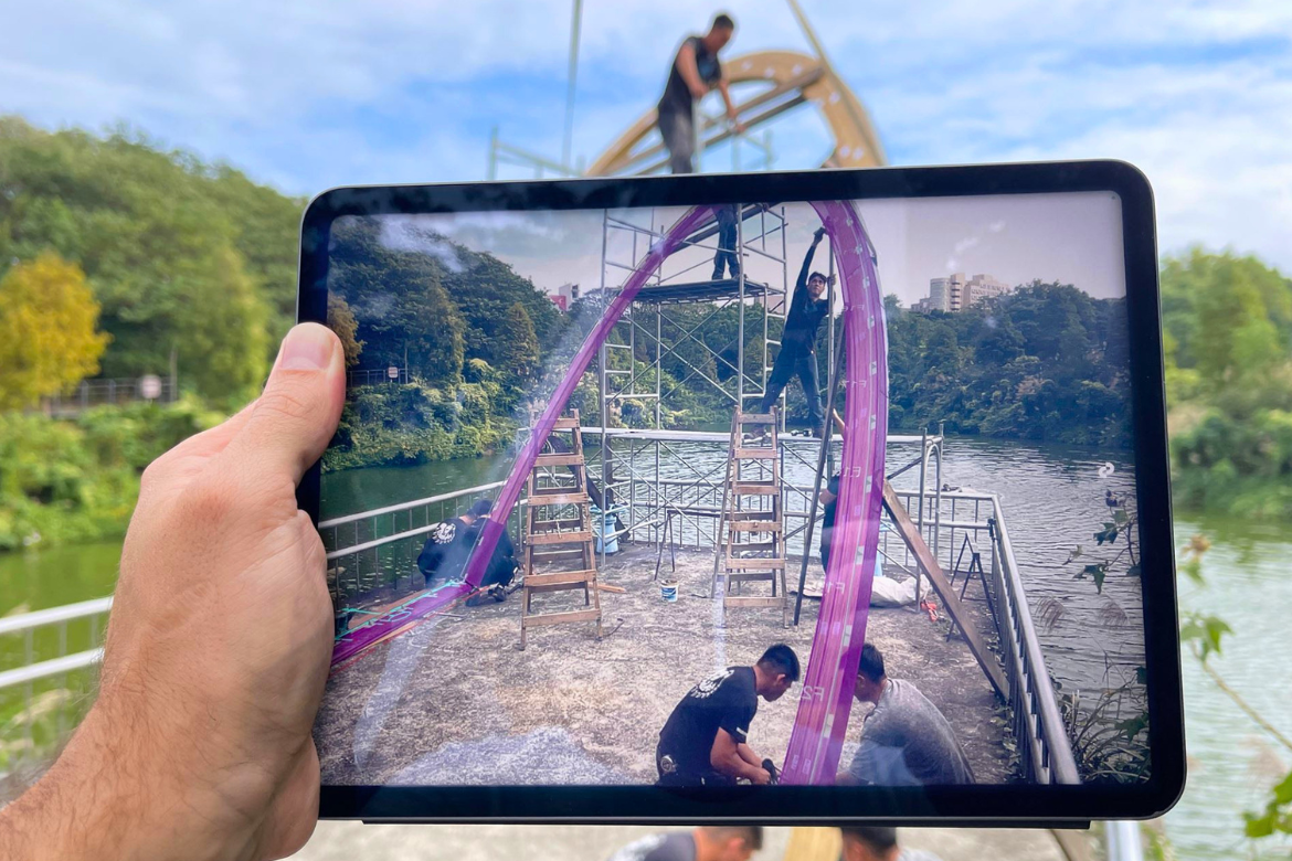 MemutAR augmented reality demonstration for complex bamboo construction.