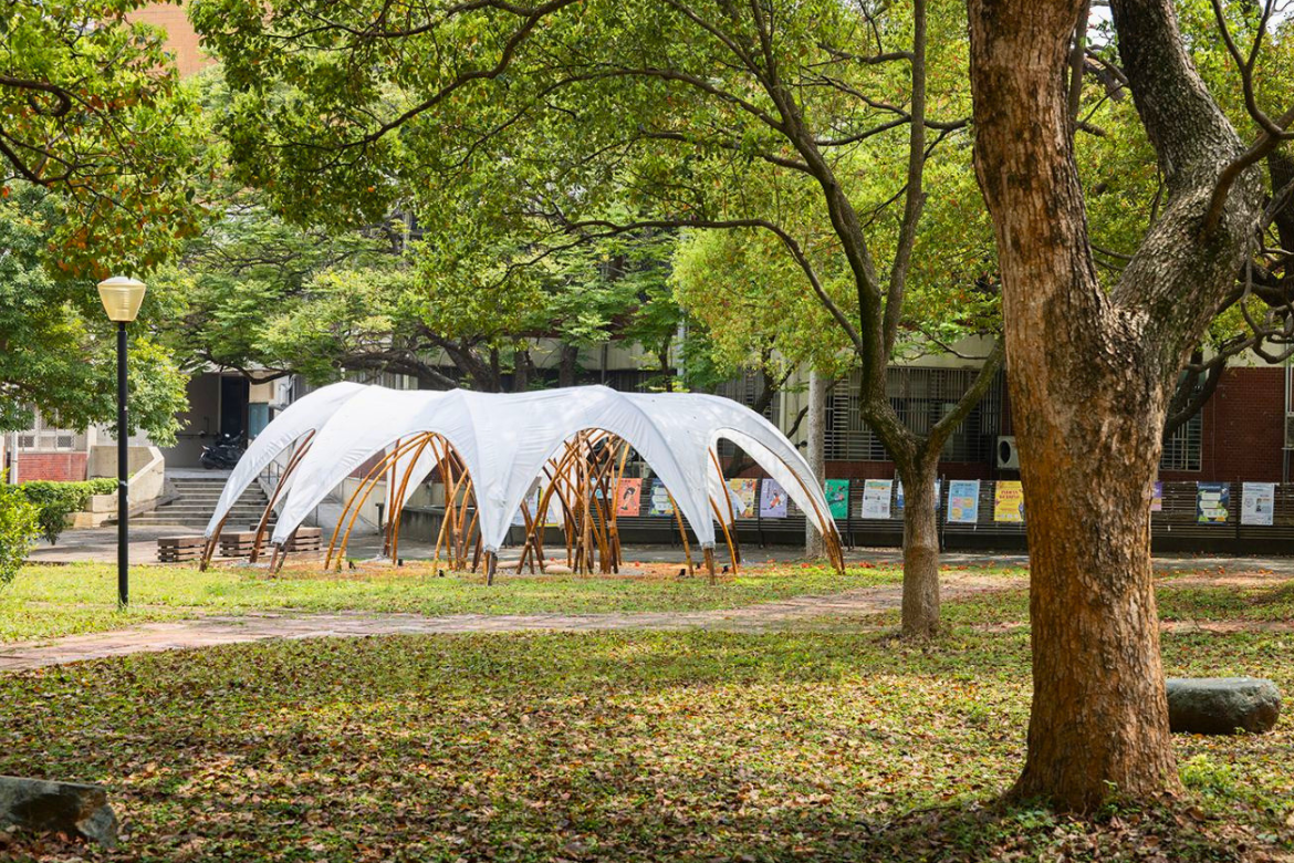 Bamboo Dome installation at NYCU showcasing sustainable architecture.